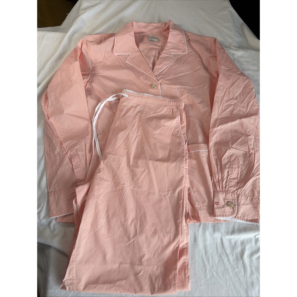 B13~ Women's Large The Sleep Code 100% Organic Cotton 2 Pc Pj Set Pink